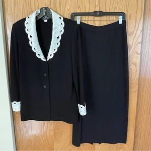 St. John Evening Collection 2-Piece Skirt Set, Black, women’s size 8P